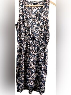 Gap Floral Faux Wrap Dress Size M (Medium) Blue Pink Sleeveless Cottagecore